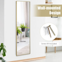 Costway Full-Length Over The Door Mirror Hanging/wall-Mounted Dressing Mirror-Gold - thumbnail 6