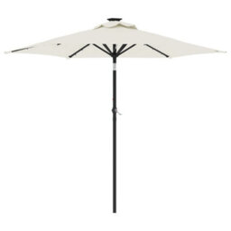 Walplus Garden Parasol With Leds And Steel Pole White 225X225X212Cm - thumbnail 2