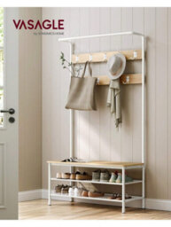 Songmics Vasagle Coat Rack Stand, Large Hall Tree With Bench And Shoe Storage, 9 Hooks, Shoe Rack, Hanging Rail - thumbnail 1