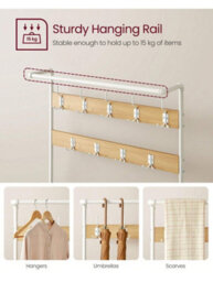 Songmics Vasagle Coat Rack Stand, Large Hall Tree With Bench And Shoe Storage, 9 Hooks, Shoe Rack, Hanging Rail - thumbnail 5