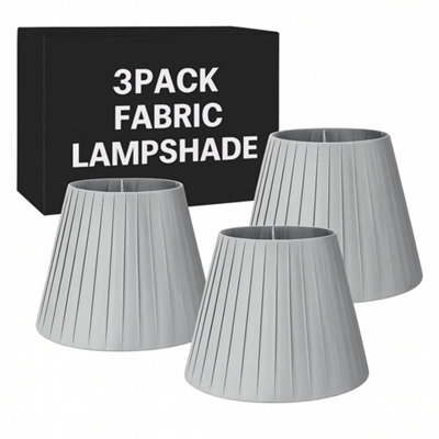 3 Pack Fabric Coolie Lampshades 28Cm Silver With A60 Led Bulb  Pendant, Ceiling & Table Lamp Shades - image 1