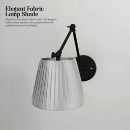 3 Pack Silver Fabric Coolie Lampshades 28Cm With Free A60 Led Bulbs, Ceiling Pendant & Table Lamp Replacement Shades - thumbnail 7