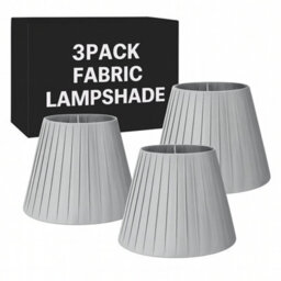3 Pack Fabric Coolie Lampshades 28Cm Silver With A60 Led Bulb  Pendant, Ceiling & Table Lamp Shades - thumbnail 1