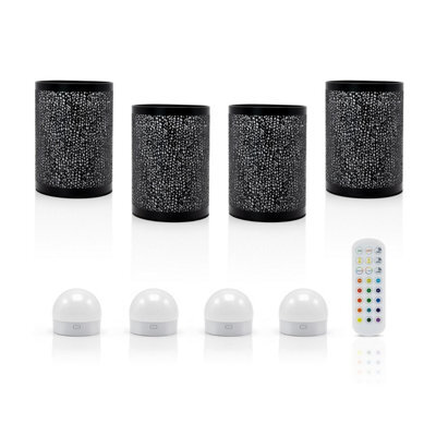 Auraglow Omniance Seraphine Rechargeable Wireless Table Lamp With Remote - Black - 4 Lamps, 4 Light Sources, 1 Remote - image 1