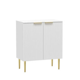 Hygrad Built to Survive Storage Cabinet White Wooden Living Room Office Home Display Cabinet Gold Legs - thumbnail 3