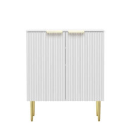 Hygrad Built to Survive Storage Cabinet White Wooden Living Room Office Home Display Cabinet Gold Legs - thumbnail 4