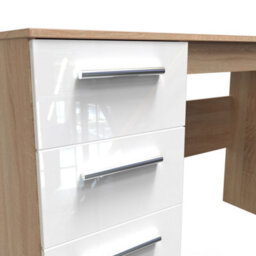 Trent 3 Drawer Desk In White & Bardolino Oak (Ready Assembled) - thumbnail 4