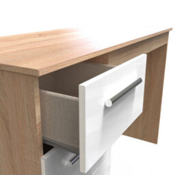 Trent 3 Drawer Desk In White & Bardolino Oak (Ready Assembled) - thumbnail 5