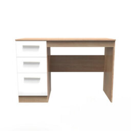 Trent 3 Drawer Desk In White & Bardolino Oak (Ready Assembled) - thumbnail 1