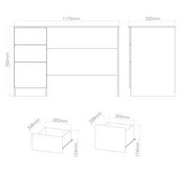 Trent 3 Drawer Desk In White & Bardolino Oak (Ready Assembled) - thumbnail 6