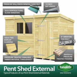 Buttercup Farm 20 X 7 Feet Pent Summer Shed - Wood - L214 X W589 X H201 Cm - thumbnail 4