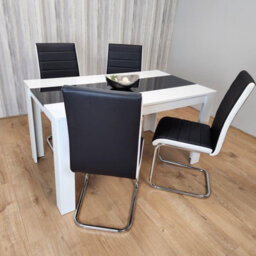Kosy Koala Modern White And Black Dining Table Set With 4 Faux Leather Chairs Dining Room Furniture - thumbnail 7