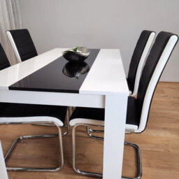 Kosy Koala Modern White And Black Dining Table Set With 4 Faux Leather Chairs Dining Room Furniture - thumbnail 2
