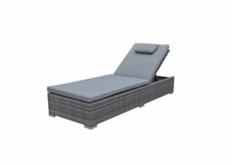 Signature Weave Jessica Wicker 2 X Sun Lounger Chair & Side Drinks Table Grey - thumbnail 6