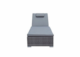 Signature Weave Jessica Wicker 2 X Sun Lounger Chair & Side Drinks Table Grey - thumbnail 7
