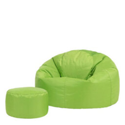 Icon Kingston Adult Classic Indoor Outdoor Bean Bag & Square Footstool Pouffe Lime - thumbnail 1