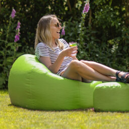 Icon Kingston Adult Classic Indoor Outdoor Bean Bag & Square Footstool Pouffe Lime - thumbnail 2
