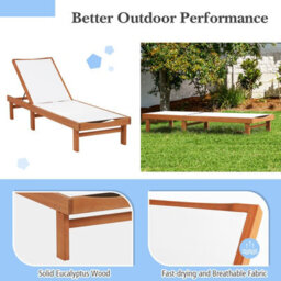 Costway Patio Fabric Chaise Lounge Chair Outdoor 5-Position Adjustable Recliner - thumbnail 7