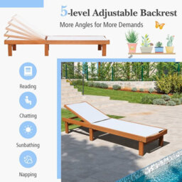 Costway Patio Fabric Chaise Lounge Chair Outdoor 5-Position Adjustable Recliner - thumbnail 6