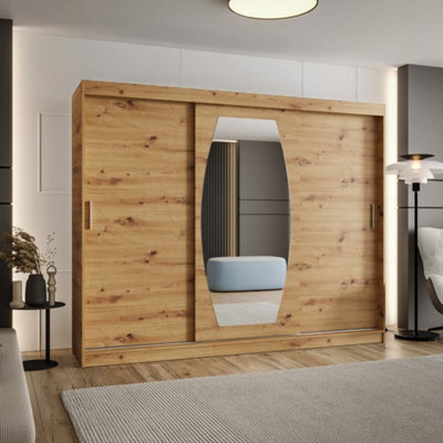 Arte Rossa Sliding Door Wardrobe 250Cm Oak Artisan - Durable Storage For Active Homes - image 1