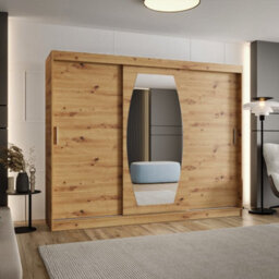 Arte Rossa Sliding Door Wardrobe 250Cm Oak Artisan - Durable Storage For Active Homes - thumbnail 1