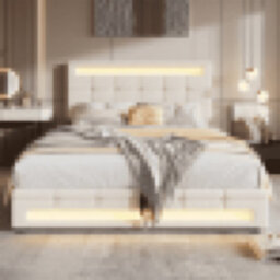 Matteo Beige Velvet 4Ft6 Double Ottoman Bed Frame With Hydraulic Storage & 7-Colour App-Controlled Led Lights - thumbnail 7