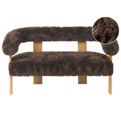 Beliani Sofa 2 Seater Ilbro Faux Fur Dark Brown/ Light Brown - image 1