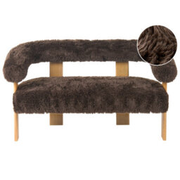 Beliani Sofa 2 Seater Ilbro Faux Fur Dark Brown/ Light Brown - thumbnail 1