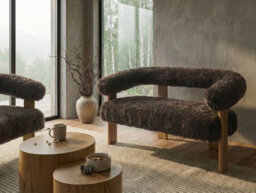 Beliani Sofa 2 Seater Ilbro Faux Fur Dark Brown/ Light Brown - thumbnail 2