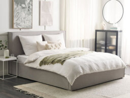 Beliani Ottoman Bed Fabric Moissac 180 X 200 Cm (Eu Super King) Light Grey - thumbnail 2