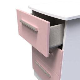 Harrow 3 Drawer Bedside Cabinet In Kobe Pink & White (Ready Assembled) - thumbnail 5