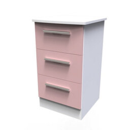 Harrow 3 Drawer Bedside Cabinet In Kobe Pink & White (Ready Assembled) - thumbnail 3