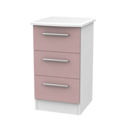 Harrow 3 Drawer Bedside Cabinet In Kobe Pink & White (Ready Assembled) - thumbnail 6