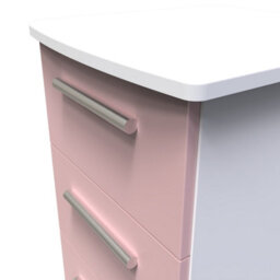 Harrow 3 Drawer Bedside Cabinet In Kobe Pink & White (Ready Assembled) - thumbnail 4