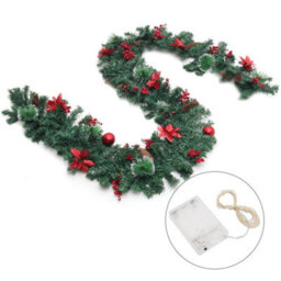 Living And Home 2.7M Artificial Red Berry Ball Christmas Garland Home Xmas Decor With Led Light String - thumbnail 4