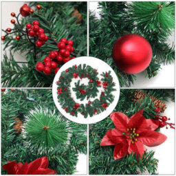 Living And Home 2.7M Artificial Red Berry Ball Christmas Garland Home Xmas Decor With Led Light String - thumbnail 5