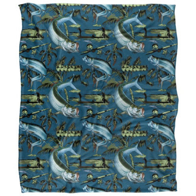 Jq Licensing Jl-Jp-Jq Silky Tiki Flower Fishing Supersoft Blanket Blue (One Size) - image 1