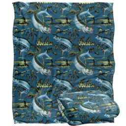 Jq Licensing Jl-Jp-Jq Silky Tiki Flower Fishing Supersoft Blanket Blue (One Size) - thumbnail 2