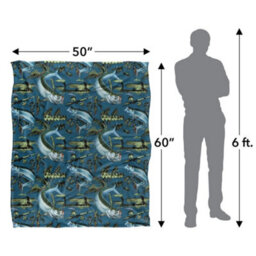 Jq Licensing Jl-Jp-Jq Silky Tiki Flower Fishing Supersoft Blanket Blue (One Size) - thumbnail 5