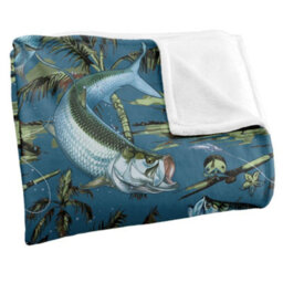 Jq Licensing Jl-Jp-Jq Silky Tiki Flower Fishing Supersoft Blanket Blue (One Size) - thumbnail 3