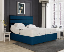 Milan Electric Adjustable Bed Set Fabric Pocket Sprung Mattress, Floor Standing Headboard - 6Ft - Blue - thumbnail 1