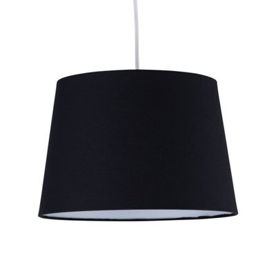 First Choice Lighting Black Cotton 28Cm Tapered Cylinder Pendant Or Lamp Shade - image 1