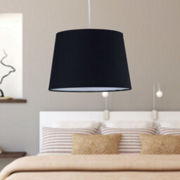 First Choice Lighting Black Cotton 28Cm Tapered Cylinder Pendant Or Lamp Shade - thumbnail 5