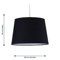 First Choice Lighting Black Cotton 28Cm Tapered Cylinder Pendant Or Lamp Shade - thumbnail 6