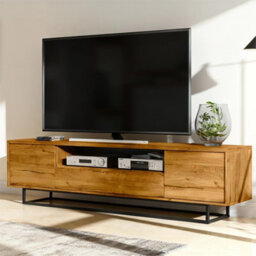 200Cm Tv Unit Oak  Metal Frame, Modern Media Cabinet Storage - thumbnail 6