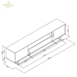 200Cm Tv Unit Oak  Metal Frame, Modern Media Cabinet Storage - thumbnail 2