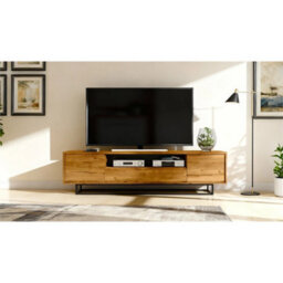 200Cm Tv Unit Oak  Metal Frame, Modern Media Cabinet Storage - thumbnail 7