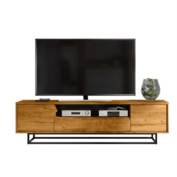 200Cm Tv Unit Oak  Metal Frame, Modern Media Cabinet Storage