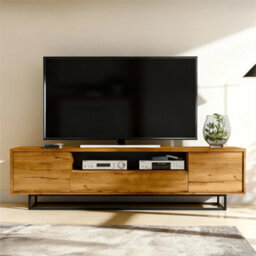 200Cm Tv Unit Oak  Metal Frame, Modern Media Cabinet Storage - thumbnail 3