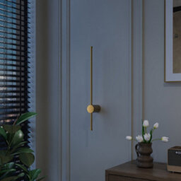 Darphe 12W Gold Line Wall Lamp,metallic Linear Warm Led Wall Lamp - thumbnail 1